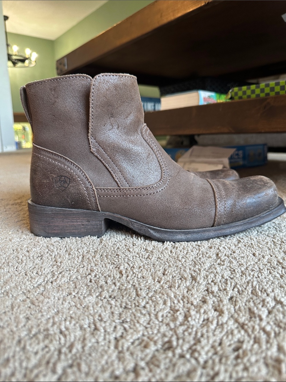 Ariat Brown Suede Western Ankle Boots - Picture 8 of 9